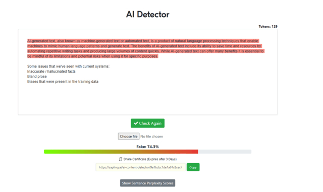 Sapling AI Detection